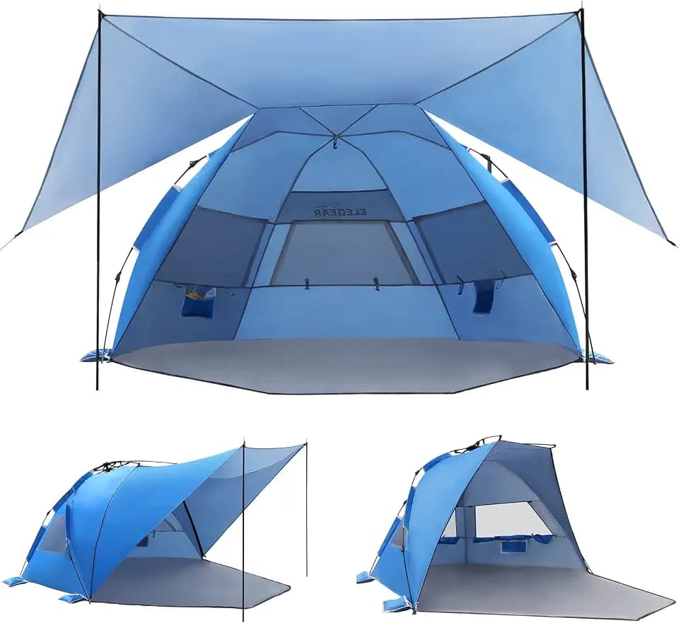 Elegear Beach Tent with 360° Removable Canopy 4-6 Person Automated Pop Up