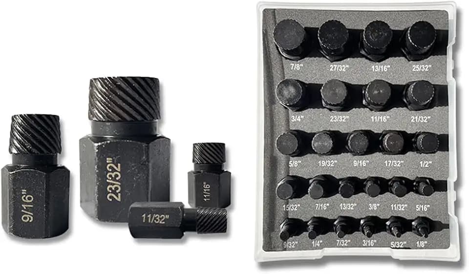 25-teiliges Schraubenausdreher-Set, Sechskantkopf-Mehrzweckbolzen-Entferner-Set für abgenutzte, abgerundete, beschädigte, gebrochene Schrauben und Bolzen
