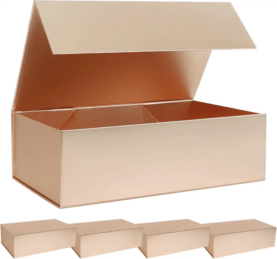 LFBOX Rose Gold Christmas Gift Box with Magnetic Lid 5 Pack