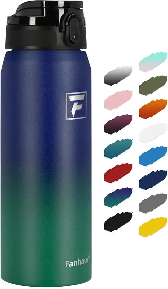 Fanhaw 24oz Stainless Steel Water Bottle with Chug Lid, Purple Green