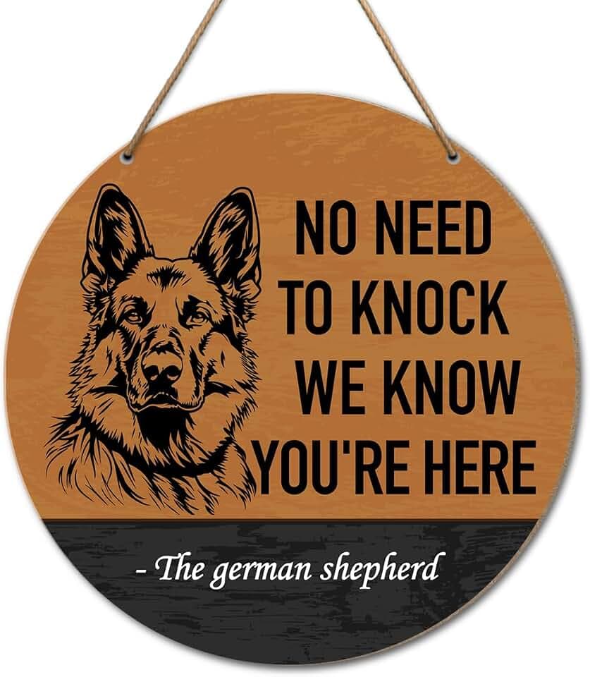 German Shepherd Welcome Sign for Front Door Decor, Dog Rustic Round Wood Hanging Sign Decorations, Farmhouse German Shepherd Sign Decor for Porch, Door, German Shepherd Gifts for Women Men Dog Lover