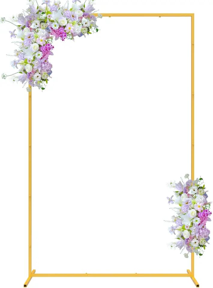 Fomcet Square Backdrop Stand Metal Gold 6.6FT x 4FT Wedding Arch Stand