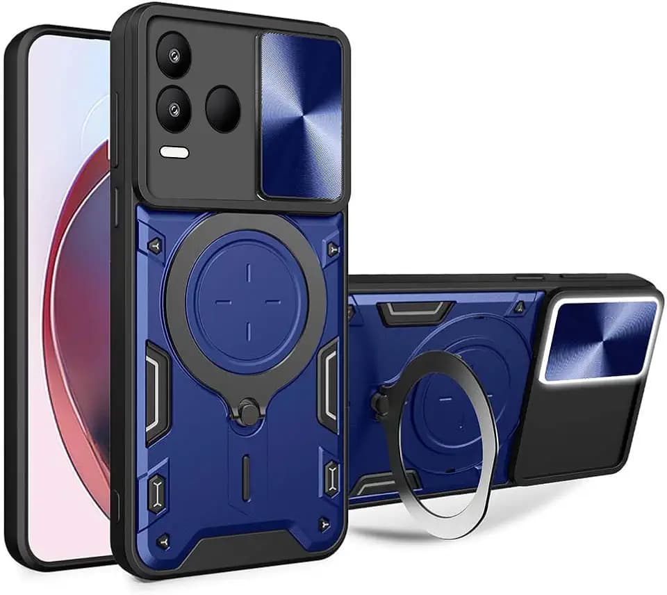 SEAHAI Hülle für VIVO Y21 / VIVO Y21s / VIVO Y33s, [Militärische Stoßfest Case] Ultra Dünn PC Schutzhülle Cool Stil Handyhülle mit Kameraschutz und Metall Ring Magnetisch Ständer - Blau