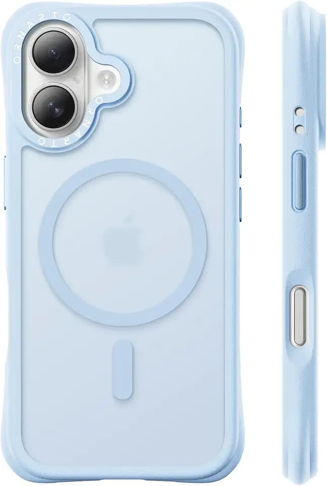 ORNARTO for iPhone 16 Case, Magnetic Matte Baby Blue