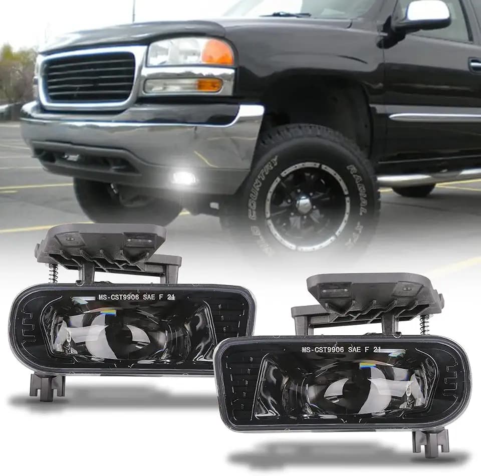 LED Projector Fog Lights Compatible with 1999-2002 GMC Sierra 2000-2006 GMC Yukon/Yukon XL Pickup Truck DOT Approved-Clear Lens