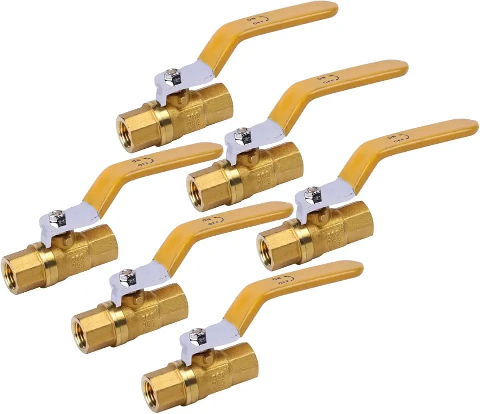 6 Pcs 1/4" Ball Valve Heavy Duty Brass Ball Valve Shut Off Switch, NPT Female, 600 WOG (Water, Oil and Gas), Pipe Fitting Air Compressor Shut Off Valve, Pack of 6