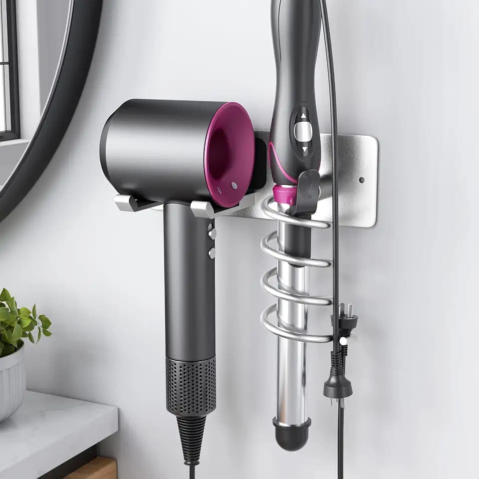 Tindbea Hair Dryer Holder + Curling Iron Holder Wall Mount