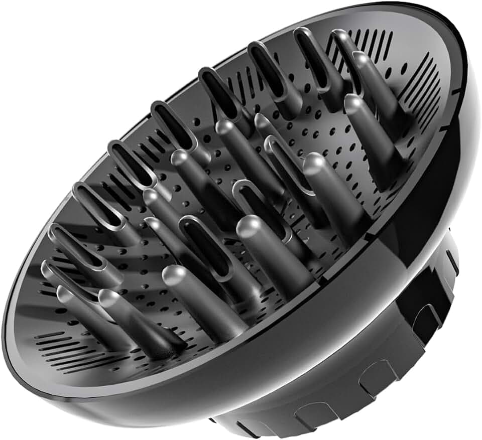 Diffusor Aufsatz Föhn, Diffuser Föhn, Universal Haar Diffusor Anpassungsfähig für Trockner mit Düse D = 3,8-6,1 cm für lockiges oder welliges Haar Styling Maximales Volumen ohne Frizz, Schwarz