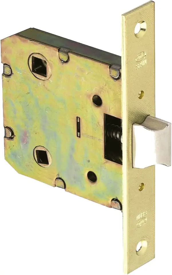 Amig - Türdrücker Modell 2100 für Holztüren von Durchgang zu Badezimmer, Küche oder Zimmer | Klappverschluss aus Messingstahl | Eingang 50 mm | Vorderseite quadratisch