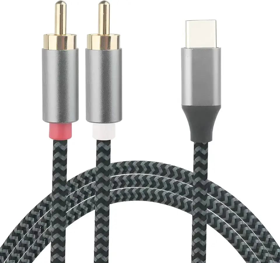 USB C to RCA Audio Cable Type C to 2RCA Male Jack Plug Adapter, RCA to USB C Cable Cord Compatible with iPhone 17 16 15 Pro/Max/Plus, iPad Pro, Samsung S24/S23, Amplifier, Speaker, Car Stereo, 5FT