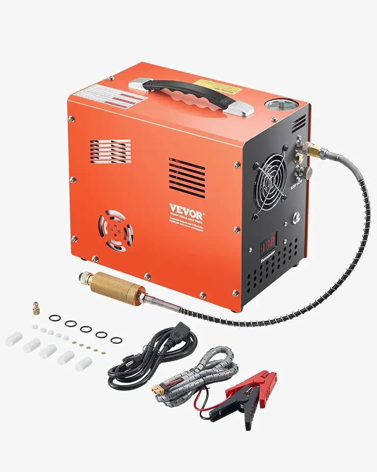 VEVOR PCP-Luftkompressor, 4500 PSI/30 MPa PCP-Luftgewehrkompressor mit eingebautem Konverter & Lüfterkühlsystem, Auto-Stopp DC12 V/AC230 V Paintball-Tankkompressor für Luftgewehr, Tauchflasche