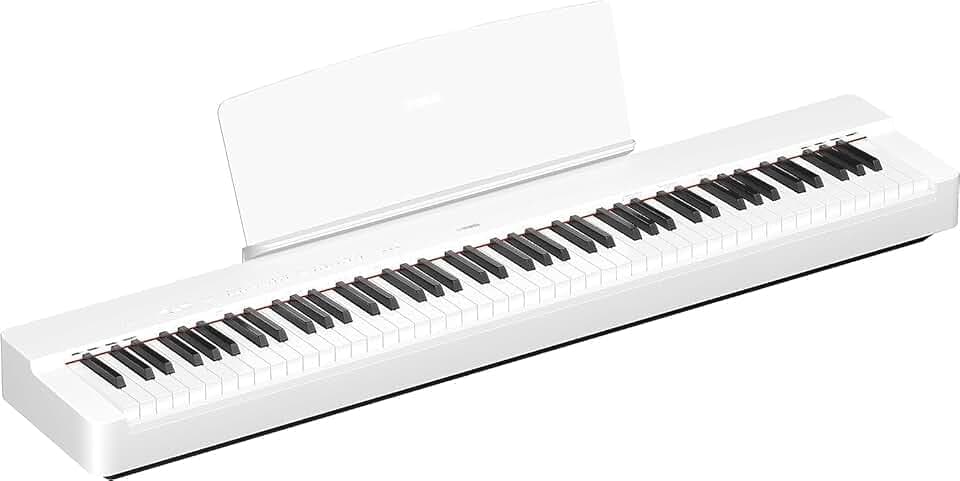 Yamaha P-225 Digital Piano, weiß – Leichtes und tragbares Digital Piano mit der Graded-Hammer-Compact-Tastatur mit 88 gewichtetet Tasten und 24 Instrumentenklängen