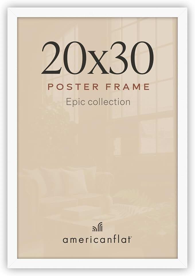 Americanflat 20x30 Poster Frame - Engineered Wood - White