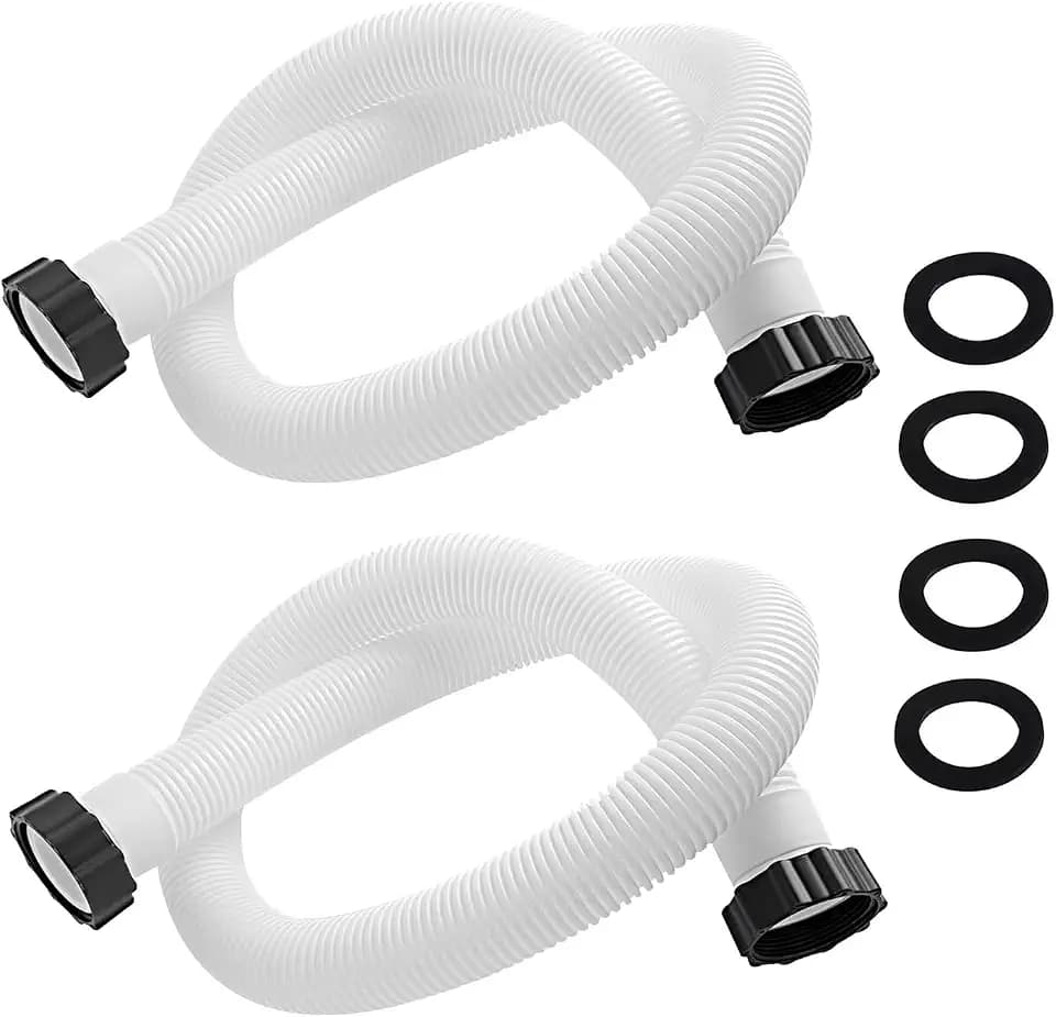 2-Pack 1.5-Inch Diameter Pool Hoses, 59-Inch Replacement Hoses Compatible with Above Ground Pool Pumps, Fits 1500 to 2500 GPH Filter Pumps, Sand & Saltwater System