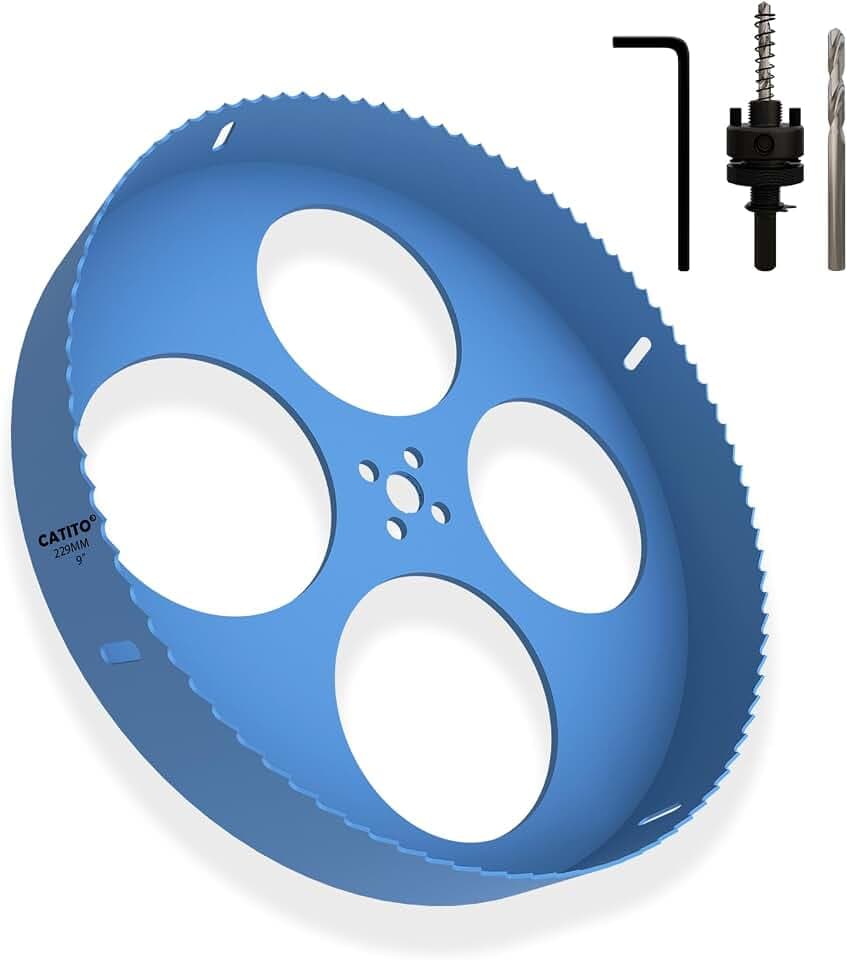 CATITO 9" (229mm) Bi-Metal Hole Saw, 9 Inch Hole Cutter for Led Recessed Lighting, for Plastic, Wood, Plywood, Thin Steel and Thin Aluminum Sheets