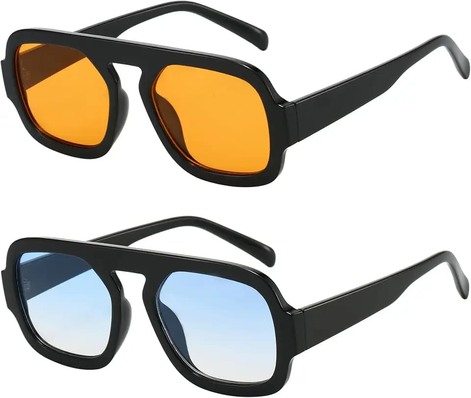 MUNSADE Trendy Square Aviator Sunglasses for Women Flat Top Designer Style
