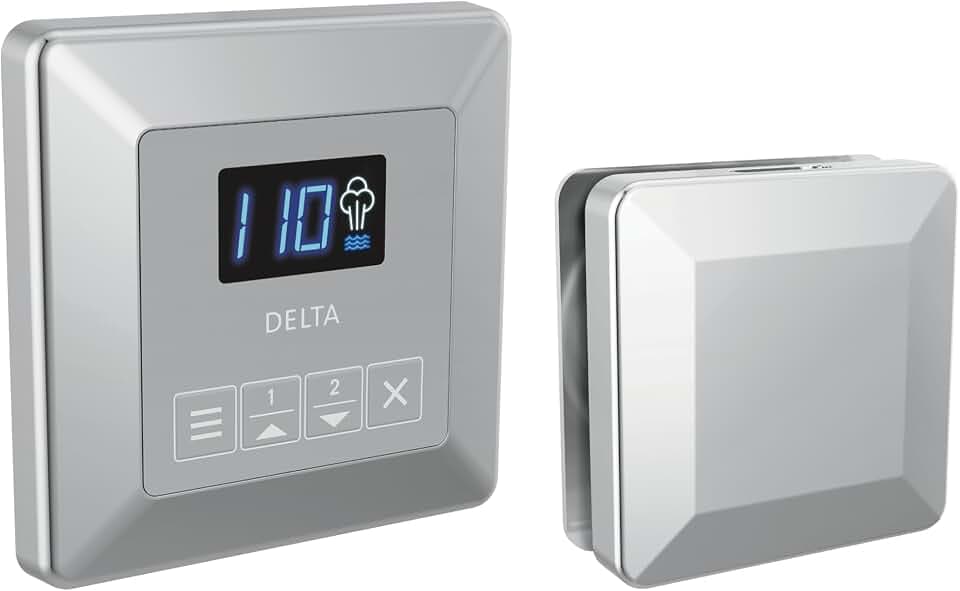 Delta SteamScape Classic Square Steam Shower Kit Chrome, Steam Shower System Kit, Lumicoat Chrome 5CH-250T-PR (Generator Not Included)