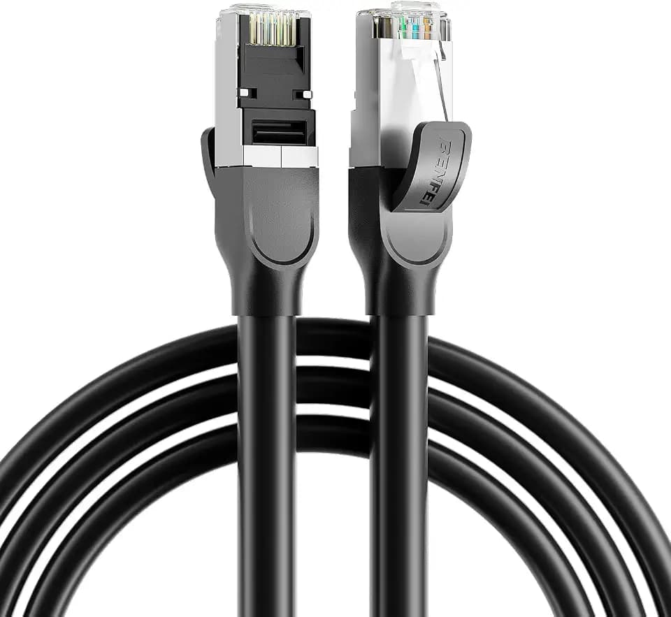 BENFEI Cat 8 Ethernet Cable 10FT, 40Gbps 2000MHz High Speed LAN Network Cord, 26AWG S/FTP Shielded RJ45 Cable, Indoor/Outdoor Heavy Duty Internet Cable for Gaming PC PS5 Xbox Router Modem Switch