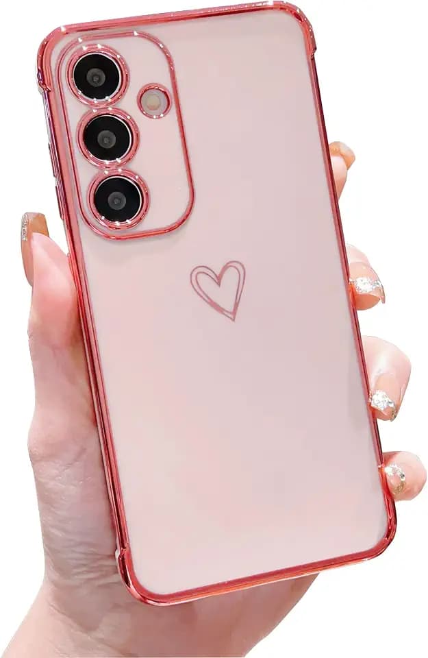 DEFBSC for Samsung Galaxy S26 Case Luxury Plating Heart, Pink