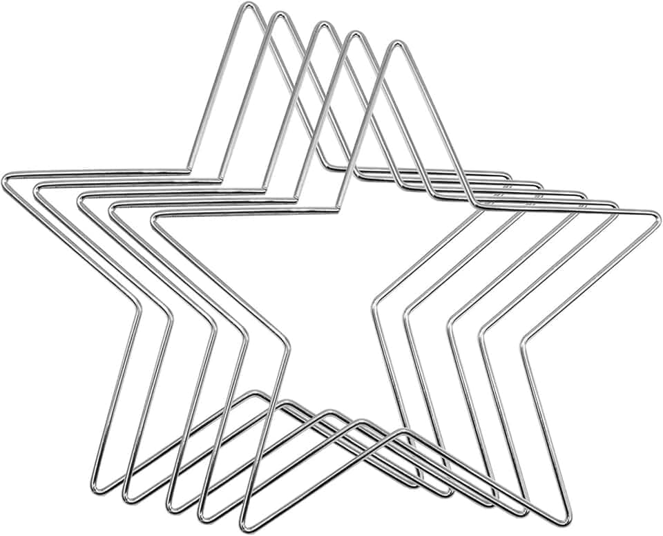 5 Stück Metallring zum Basteln, Herz/Mond/Fünfeck Traumfänger und DIY Weihnachten Handwerk Basteln, für Hochzeit Kranz, Traum Catcher (Weiß, Fünfzackiger Stern(200MM*5))