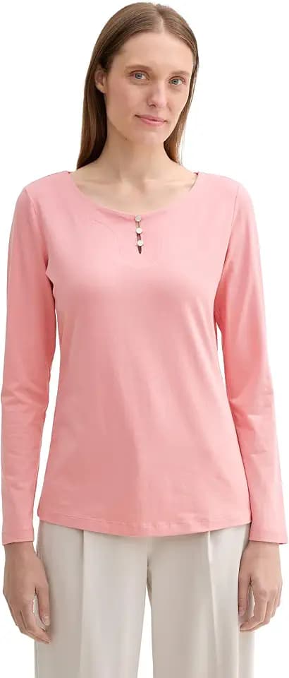 Tom Tailor Damen 1044409 Longsleeve mit Knöpfen