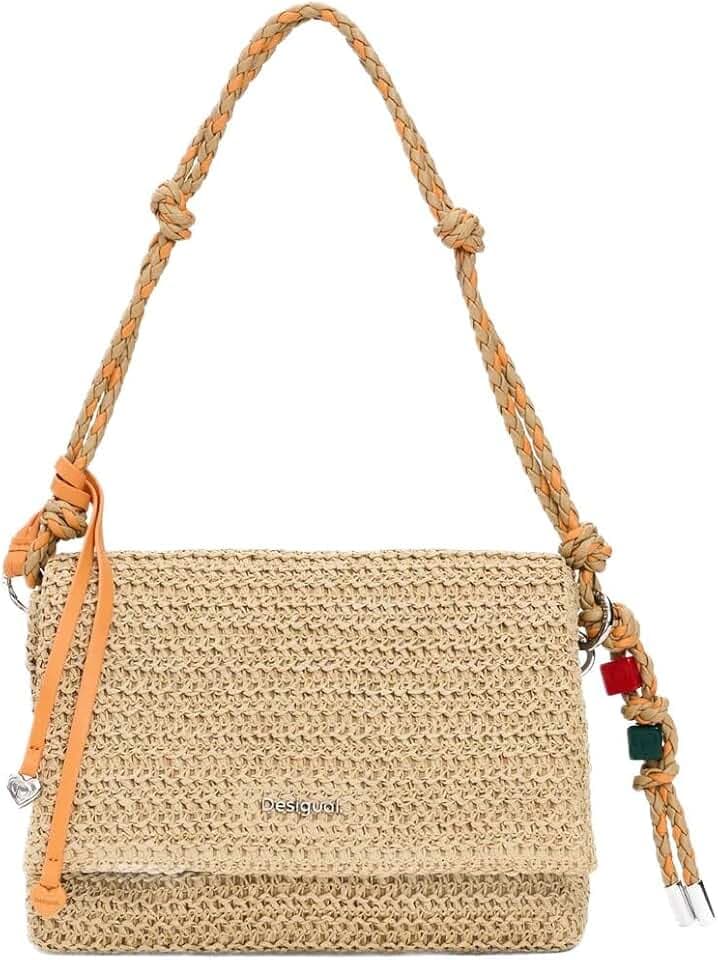 Desigual Umhängetasche Schultertasche Half Logo Raffia Venecia Bag Natural beige