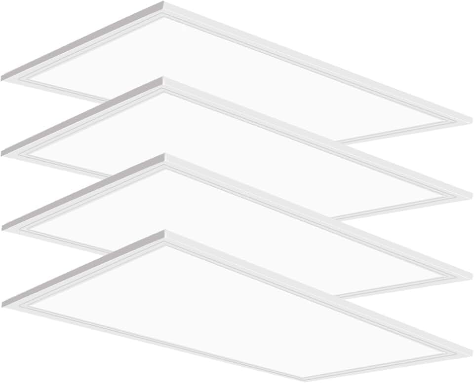 4 Pack 2x4 LED Flat Panel Light Drop Ceiling Office Fixture, 7800LM LED Drop Ceiling Fixture 5000K Led 2x4 Flat Panel Light 0-10V Dimmable Recessed Edge-Lit Fixture for Office Commercial, ETL Listed