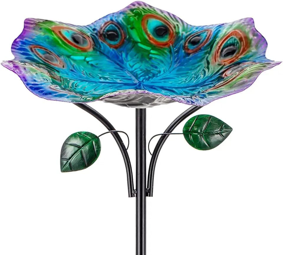 37" Tall Bird Bath for Outside, Garden Outdoor Bird Feeder with Metal Stake