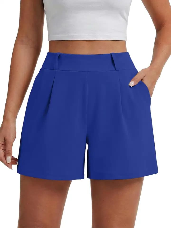 Feiersi Womens Casual Shorts High Waisted Summer Dressy Trendy Pleated Shorts with Pockets