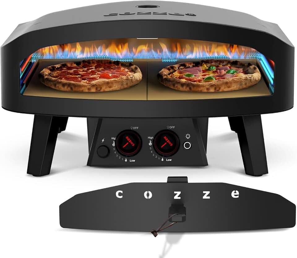 Cozze® 24" Pizzaofen Gas Schwarze Edition 60x60cm - 600°C, Pizza in 2 Minuten