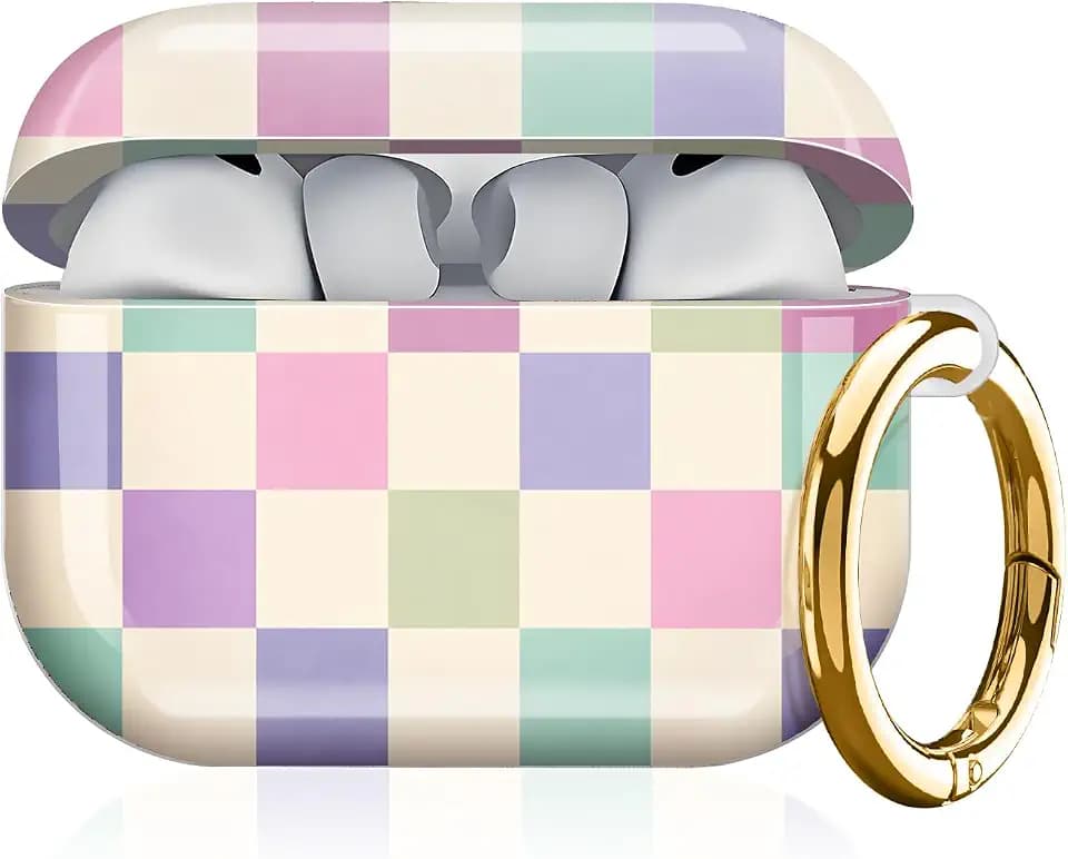 Compatible with AirPod Pro 3rd Generation Case 2025,Fashion Protective Cover with Keychain, Anti-Scratch, Drop Protection,Shockproof Cover for AirPod Pro 3 Women(Cute Checkered)