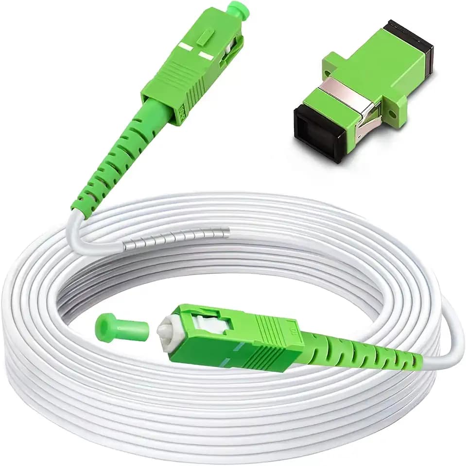 30ft (10 Meters) SC/APC to SC/APC Fiber Optic Internet Cable, Armored Single Mode Patch Cable, Fiber Optic Jumper Optical Patch Cord - SIMPLEX - 9/125um - OS1/OS2 Compatible, LSZH White