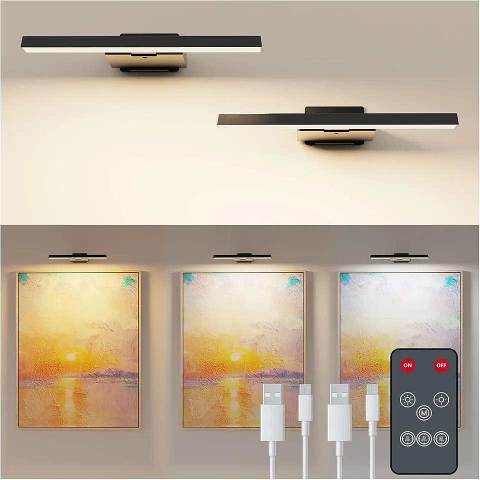 Koopala LED Picture Lights Set of 2, Cordless Painting Lamps with 6000mAH