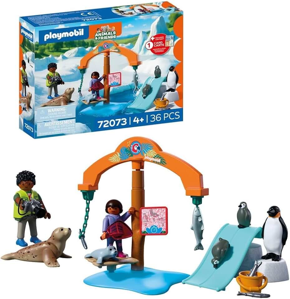PLAYMOBIL | Animals & Friends | Zoo EIS-Expedition | Pinguine und Robben mit Futter-Karussell | Kinder Spielzeug ab 4 Jahren | 72073