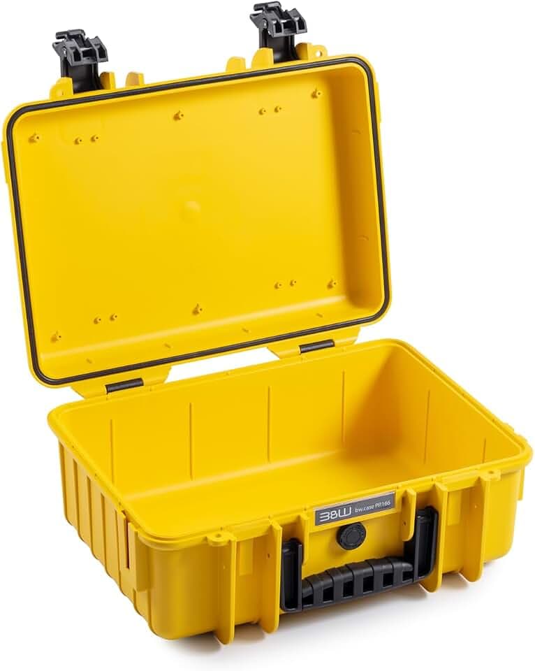 B&W International Transportkoffer Outdoor 4000 (PP.166) Gelb – Leerkoffer – wasserdicht (IP67), staubdicht, schlagfest, extrem robust
