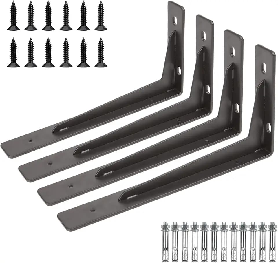 4 Pack 14" Heavy Duty Shelf Brackets with Screws , 0.16" Thick