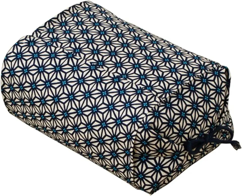 EMOOR Buchweizenkissen, höhenverstellbar, Größe 25 x 18 x 8-18 cm, hergestellt in Japan (Blau)