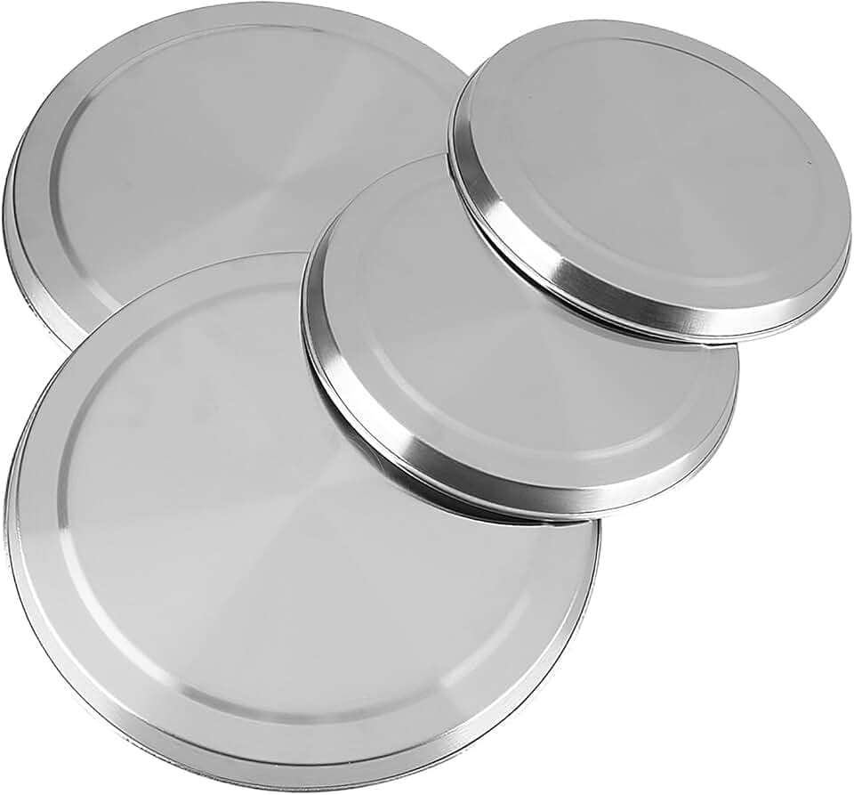 Ausla Herdabdeckplatten, Abdeckplatten-Set, 4 x Abdeckplatten in Silber mit 2 x 21cm und 2 x 17cm Brennerabdeckungen, Herdabdeckplatten, Abdeckungen für Elektroherde