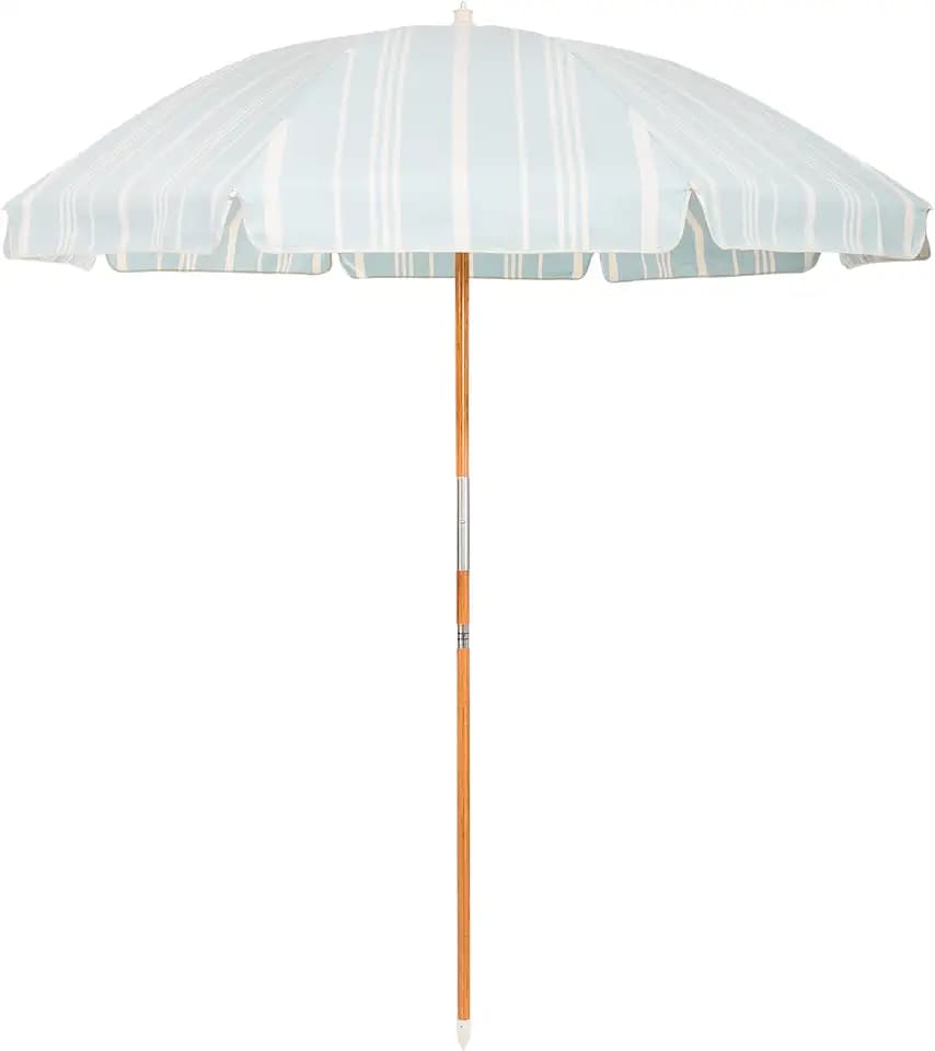 Business & Pleasure Co. Rio Umbrella Scalloped Brim For Beach, Patio or Picnic - 6' Boho Beach Umbrella, 7' Tall Wood Pole, UPF 50+