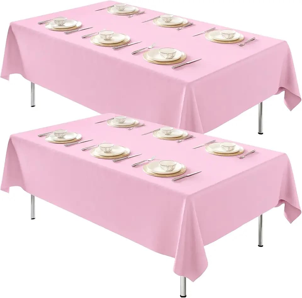 Fixwal 2 Pack 70 x 120 Inch Tablecloths Rectangle Pink Table Cover