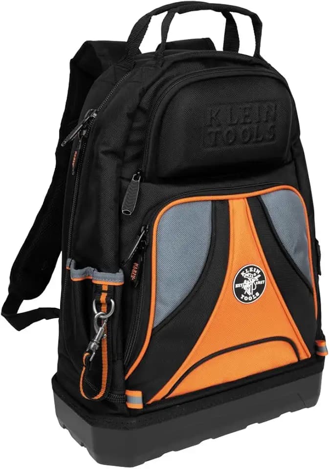 Klein Tools 55421BP-14 Tool Backpack, 39 Pockets, Black/Orange/Gray