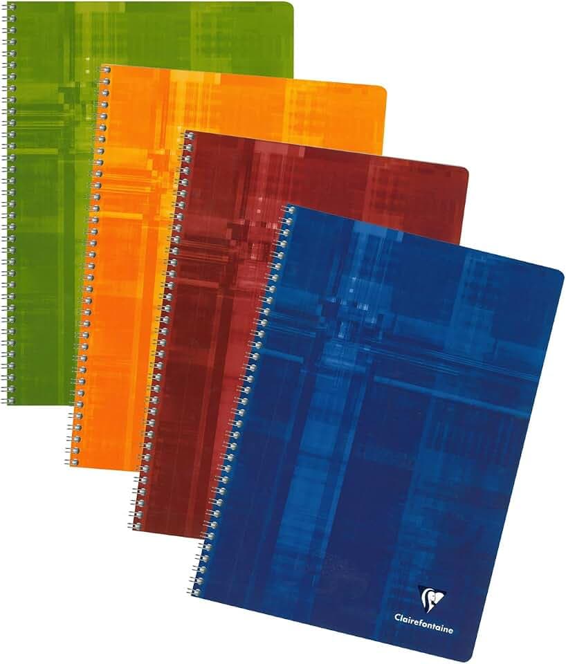Clairefontaine 81444C - Packung mit 10 Heften mit Spiralbindung, DIN A4, 50 Blatt, kariert, 90g, farbig sortiert, 1 Pack