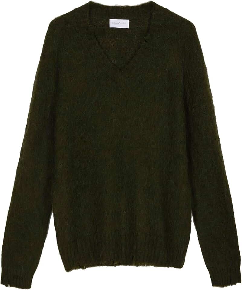 Diana Studio Herren Gerauter V-Ausschnitt Alpakawolle Pullover Sweater