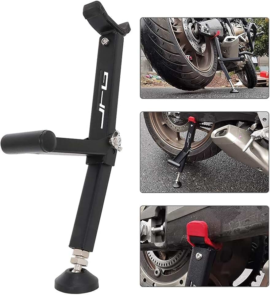 Motorrad Wagenheber Hebebühne, Vorderradhalterung Hinterrad mit Klappgriff für die meisten Motorradräder, Dirt Pit Bike On/Off Road Schwarz