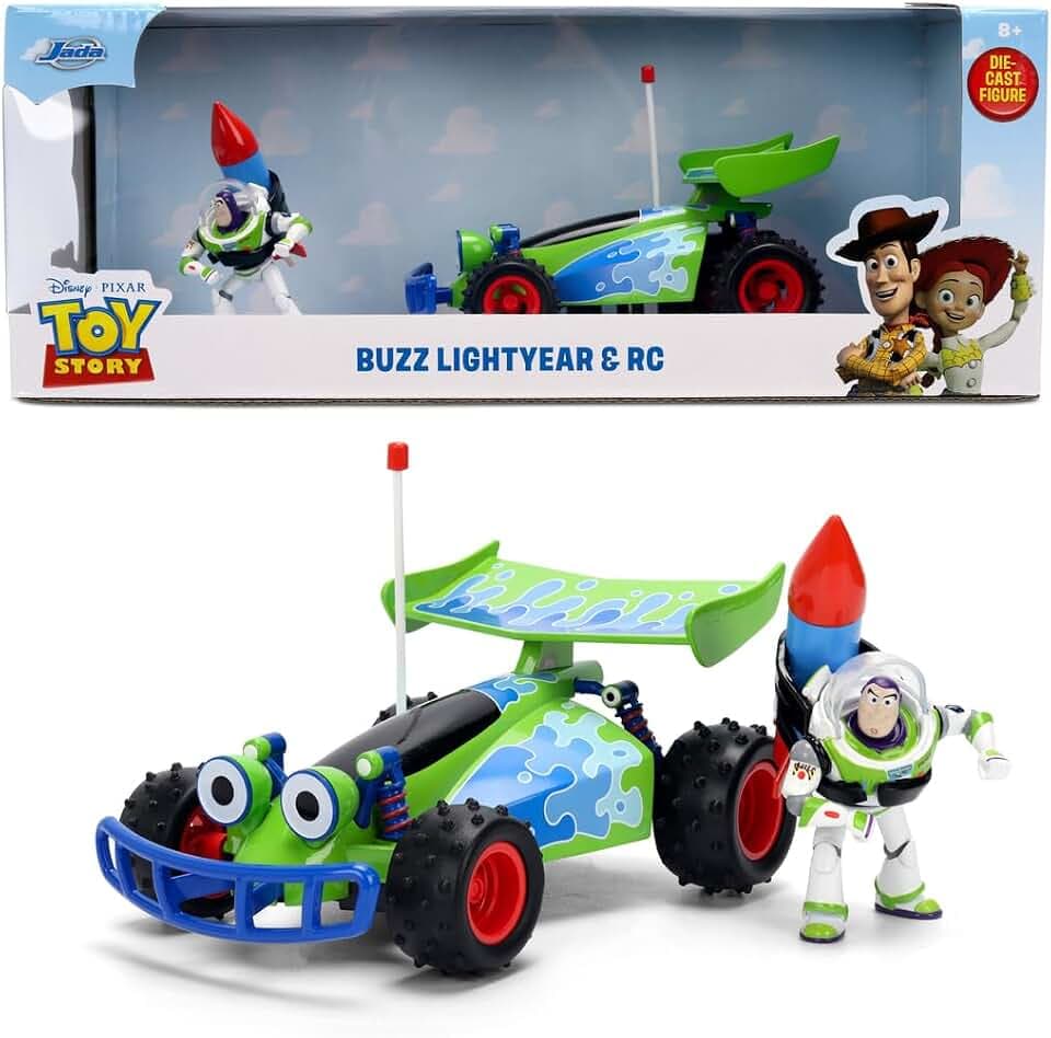 Jada Toys Toy Story Buggy mit Buzz Lightyear (ca. 19 cm) – Modellauto & Sammelfigur aus Metall im Maßstab 1:24, detailreiches Spielzeug-Set, für Fans & Kinder ab 8 Jahren