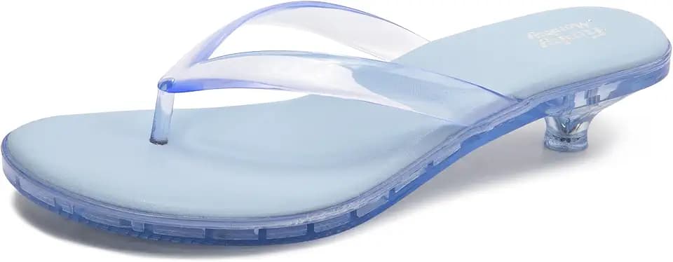 FUNKYMONKEY Jelly Flip Flops for Women, Comfortable Kitten Heels Sandals