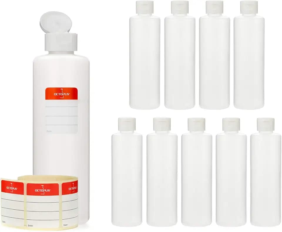 Octopus 10 Dosierflaschen à 250 ml aus HDPE mit Klappverschluss weiß