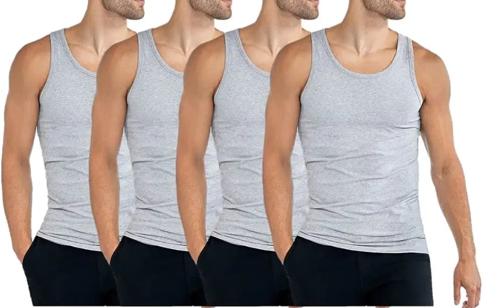 Palleon 4er Pack Herren Unterhemden aus 100% Baumwolle – Klassisches Achselhemd, Tank Top, Atmungsaktiv & Hautfreundlich, Perfekte Passform