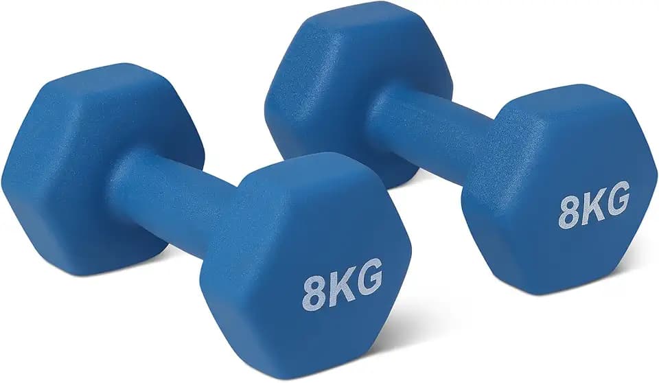 Amazon Basics Neopren Hanteln Gewichte, Hantelset, 2er-Set, 1–5kg, Sechseckig, für Krafttraining und Fitnesskurse
