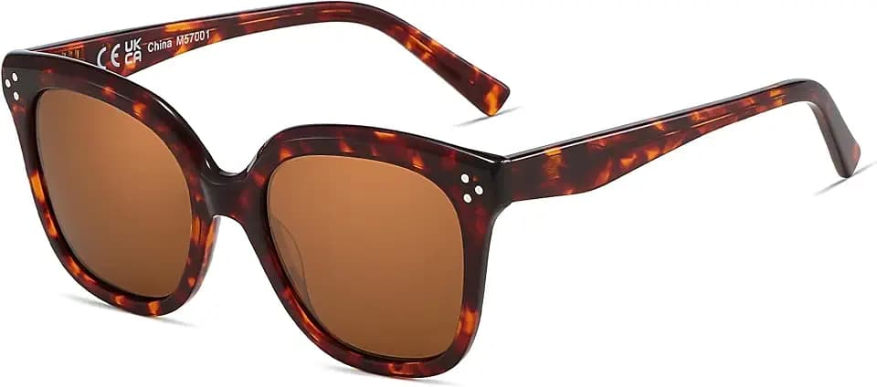 ZENOTTIC Polarisiert Sonnenbrille für Damen: Designer-Sonnenbrille im quadratischen Design – Retro-Sonnenbrille für den Urlaub mit UV400 Schutz